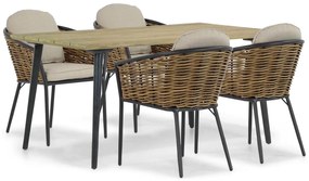 Tuinset 4 personen 180 cm Aluminium/wicker Grijs Lifestyle Garden Furniture Nice/Montana