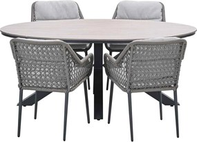 Garden Impressions Pemba tuinset 5-delig - Tulli tuintafel 180x115 cm - light teak vironwood