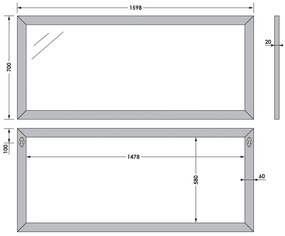 Sanituba Natural Wood spiegel 160x70 met massief eiken frame Eiken Grijs