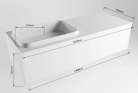 Mondiaz Erin 120cm badmeubel Carrara met 1 lade en donkergrijze wastafel links 1 kraangat