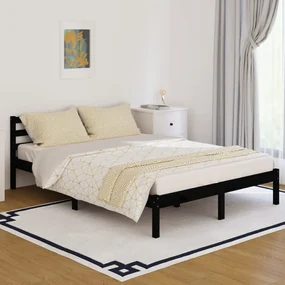 vidaXL Bedframe massief grenenhout zwart 140x200 cm