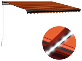 vidaXL Luifel handmatig uittrekbaar met LED 450x300 cm oranje en bruin
