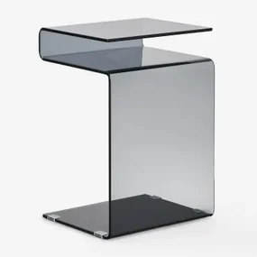 Rechthoekige Bijzettafel 40x35 Cm In Gehard Glas Diora Zwart - Sklum