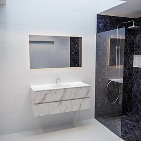 Mondiaz Vica 120cm badmeubel carrara 2 lades wastafel Moon midden met 1 kraangat