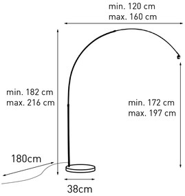 Moderne booglamp staal XL verstelbaar Retro Binnenverlichting Lamp