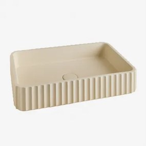Rechthoekige Wastafel 50x30 Cm In Teide Cement Beige – Crème - Sklum