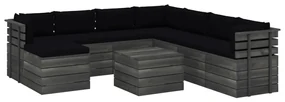 vidaXL 9-delige Loungeset pallet met kussens massief grenenhout