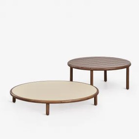 Set Van 2 Ronde Salontafels Voor De Tuin Van Acaciahout Olivia Donker Acaciabruin & Beige - Semoline - Donker Acaciabruin - Sklum