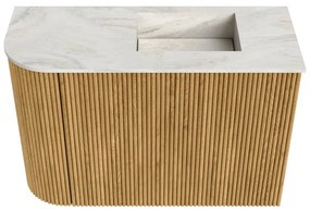 Mondiaz Joya DLux 60cm toiletmeubel ronding links oak met wastafel faye rechts 1 kraangat ostra