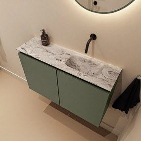 Mondiaz Ture DLux toiletmeubel 80cm army met wastafel glace rechts zonder kraangat