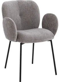 Goossens Basic Eetkamerstoel Eller bruin stof met armleuning, modern design