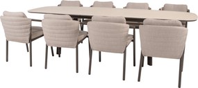 Manolo Barolo uitschuifbare dining tuinset 230-290xH75 cm 9 delig keramiek terre Taste 4SO