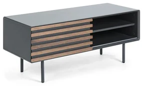 Kave Home Kesia Tv-meubel Mat Grijs Met Walnoot - 120x45x48.5cm.