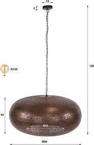 Kopere Hanglamp Met Metalen Kap 90cm