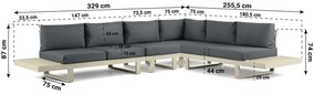 Hoek loungeset 6 personen Aluminium Taupe  Lifestyle Garden Furniture Lorenzo