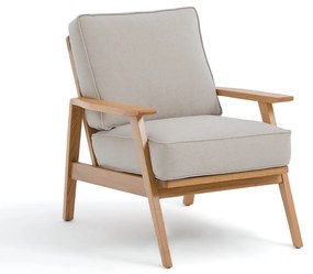 Vintage fauteuil in eik en katoen/linnen, Linna