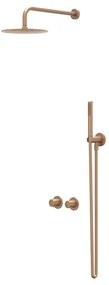 IVY Bond Regendoucheset - inbouw - symmetry - 2-weg stop-omstel - 40cm wandarm - 30cm slim hoofddouche - houder met uitlaat - 150cm doucheslang - satin spray handdouche - Geborsteld mat koper PVD CSB3GKCCAA