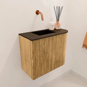 Mondiaz Joya 50cm toiletmeubel ronding rechts oak met wastafel faye links zonder kraangat urban