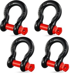 VEVOR 5/8" D-ringbeugel, 4-pack gelegeerde stalen beugels 28660 lbs (13 ton) breeksterkte met 3/4" schroefpen, zware off-road voertuig bergingsbeugel, sleepaccessoires voor Jeep-truck, zwart