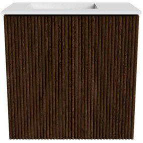 Mondiaz Joya 40cm toiletmeubel walnut met wastafel faye links zonder kraangat talc