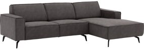 Goossens Hoekbank Hercules donkergrijs, microvezel, 2,5-zits, modern design met chaise longue rechts