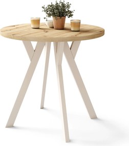 ALMO 80 Eiken Artisan / beige poten – ronde tafel met Y-poten, loft/industrieel voor keuken, woonkamer en eetkamer
