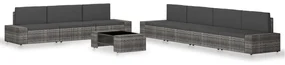 vidaXL 8-delige Loungeset poly rattan grijs