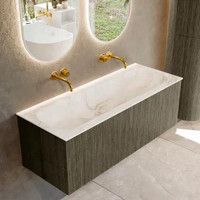Mondiaz Kurve-dlux 120cm badmeubel shadow met 1 lade en wastafel big large midden zonder kraangat frappe