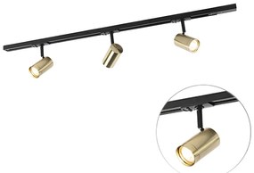 Smart railsysteem zwart met goud 1-fase 3-lichts incl. Wifi GU10- Jeana Modern GU10 Binnenverlichting Lamp