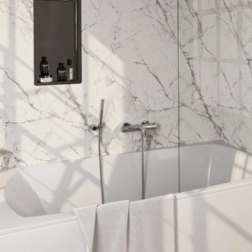 Brauer Stripe thermostatische badkraan met wandhouder en staafhanddouche chroom