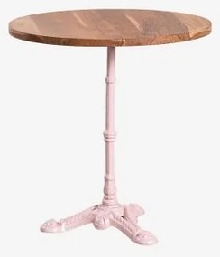 Azteca Ronde Barkruk Van Acaciahout Ø70 Cm & Acaciahout - Suikerspinroze - Sklum