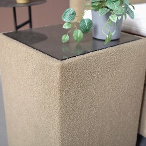 Boucle Stof Nachtkastje Bruin - 40x40x58cm.