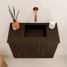 Mondiaz Joya 50cm toiletmeubel walnut met wastafel faye rechts zonder kraangat urban