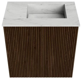 Mondiaz Joya DLux 40cm toiletmeubel walnut met wastafel faye rechts 1 kraangat opalo