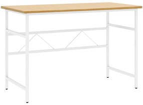 vidaXL Computerbureau 105x55x72 cm MDF en metaal wit lichteikenkleurig