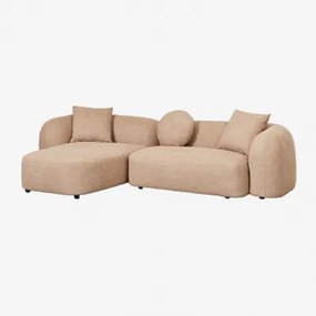 Modulaire 2-delige Chaise Longue Zitbank Links In Coco Chenille Dikke Chenille Stof Latte Bruin - Sklum