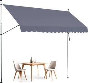 VEVOR Klemzonnescherm 400 x 120 cm, Balkonzonnescherm met handslinger, Zonnescherm, Terrasoverkapping, In hoogte verstelbaar van 218 tot 309 cm, Zonnescherm voor terras/balkon/tuin, Grijs