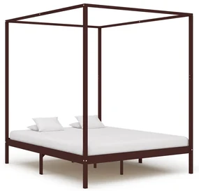 vidaXL Hemelbedframe massief grenenhout donkerbruin 180x200 cm
