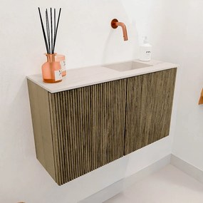 Mondiaz Joya DLux 70cm toiletmeubel dusk met wastafel faye rechts zonder kraangat meli