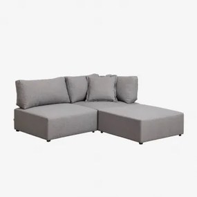 2-delige Modulaire Hoekbank Met Kata Poef Stof Szary - Sklum