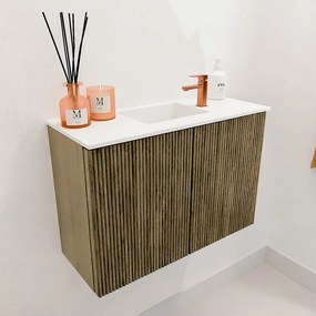 Mondiaz Joya 60cm toiletmeubel dusk met wastafel faye midden 1 kraangat talc