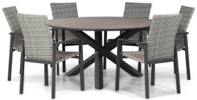 Tuinset Ronde Tuintafel/Rond 6 personen 150 cm Wicker Grijs Lifestyle Garden Furniture Upton/Ancona