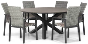 Tuinset Ronde Tuintafel/Rond 6 personen 150 cm Wicker Grijs Lifestyle Garden Furniture Upton/Ancona