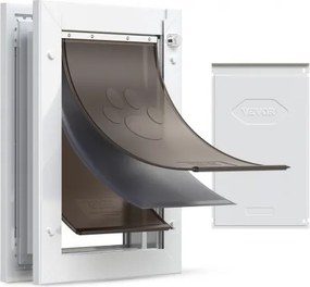 VEVOR Hondenluik (Medium) met 3 magnetische kleppen en metalen frame, weerbestendig kattenluik voor binnen- en buitendeuren, kattenluik, hondenluik, huisdierluik, wit, 20,96 x 31,12 cm (breedte x hoogte)