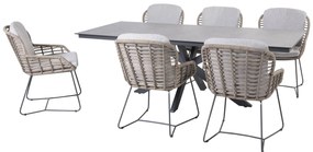 4 Seasons Outdoor Lugano dining set pure met Minerva tafel met HPL blad 220 x 95 cm dark grey * Sale *  Tuinset    antraciet weerbestendig