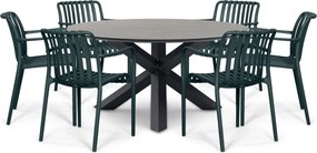 Tuinset Ronde Tuintafel 6 personen 150 cm Kunststof Grijs  Domani Furniture Alba/Xento