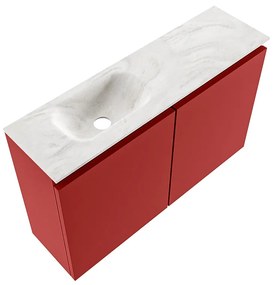 Mondiaz Ture DLux toiletmeubel 80cm fire met wastafel ostra links zonder kraangat