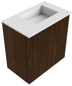 Mondiaz Joya 40cm toiletmeubel walnut met wastafel faye rechts zonder kraangat talc