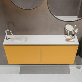 Mondiaz Ture 120cm toiletmeubel ocher met wastafel talc links 1 kraangat