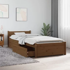 vidaXL Bedframe met lades honingbruin 75x190 cm 2FT6 Small Single